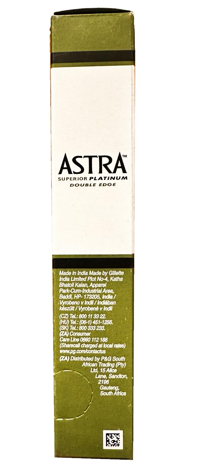 Astra Platinum Double Edge Safety Razor Blades,100 Blades (20 x 5)