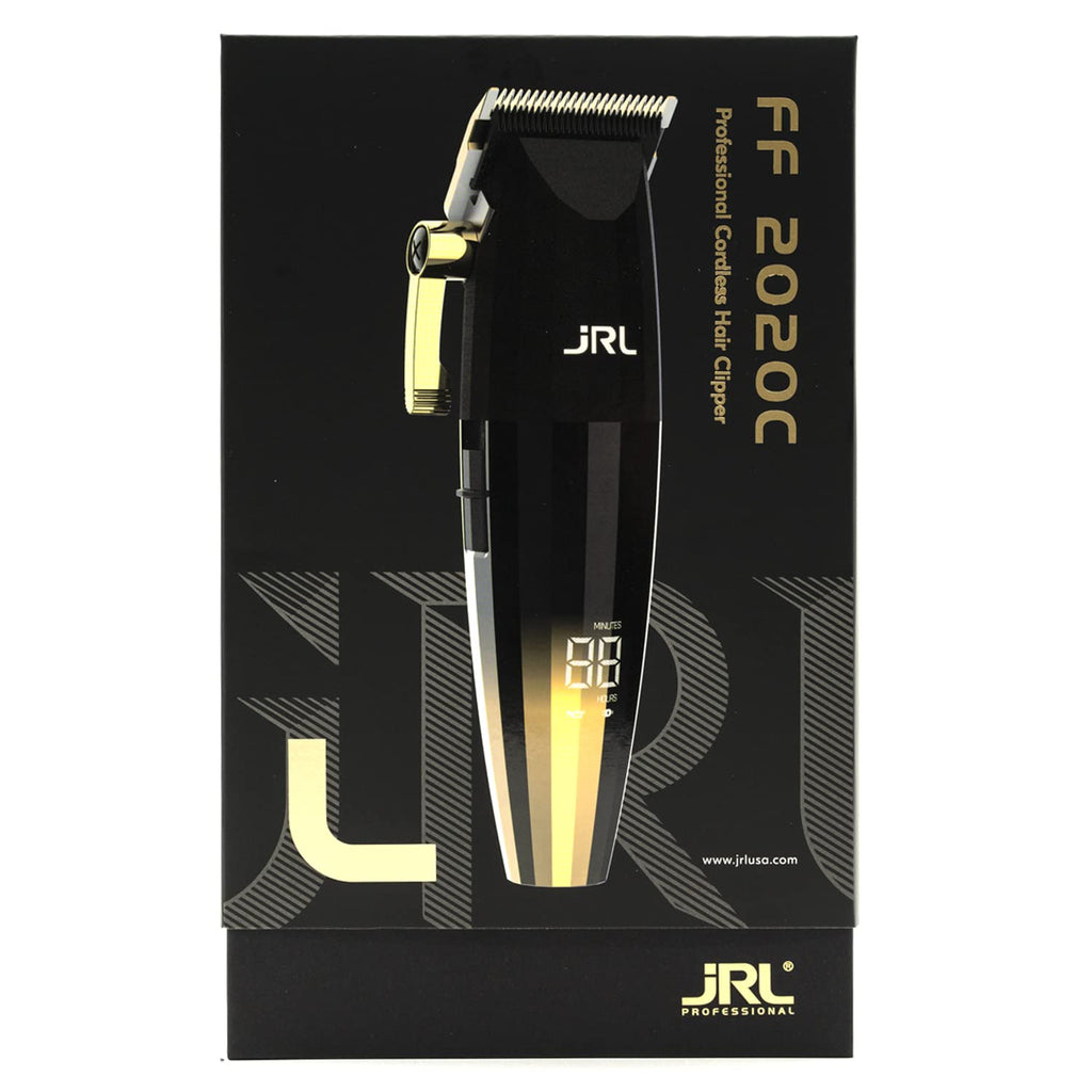 JRL Fresh Fade 2020C-G Clipper - Professional Hair Clippers w/Cool Blade Technology for Men's Grooming - Rechargeable Clippers w/LCD Display and Corrosion Proof (Gold)