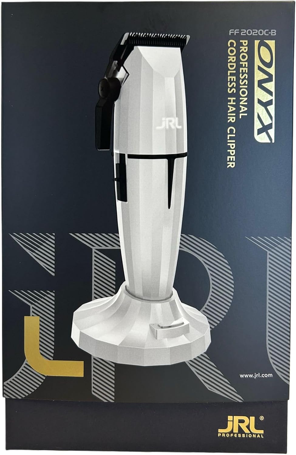 JRL Ghost 2020C Professional Cordless Hair Clipper for Barber Hair Cutting, Smart-Clip Technology Prevents Blade Drag, Reset IQ Charging Dock, For Fading, Dual-Speed 6000–7500 RPM Motor, White