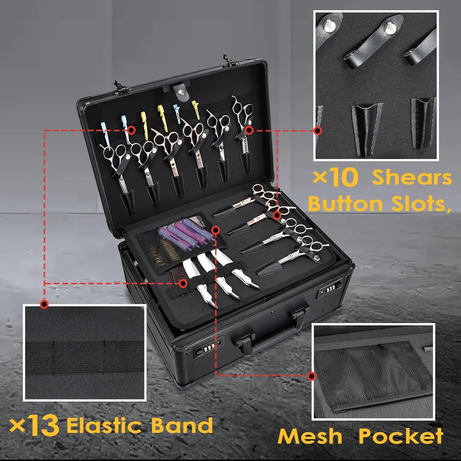 CH Barber Case with Sliding Tray, Professional Barbers Briefcase Tool