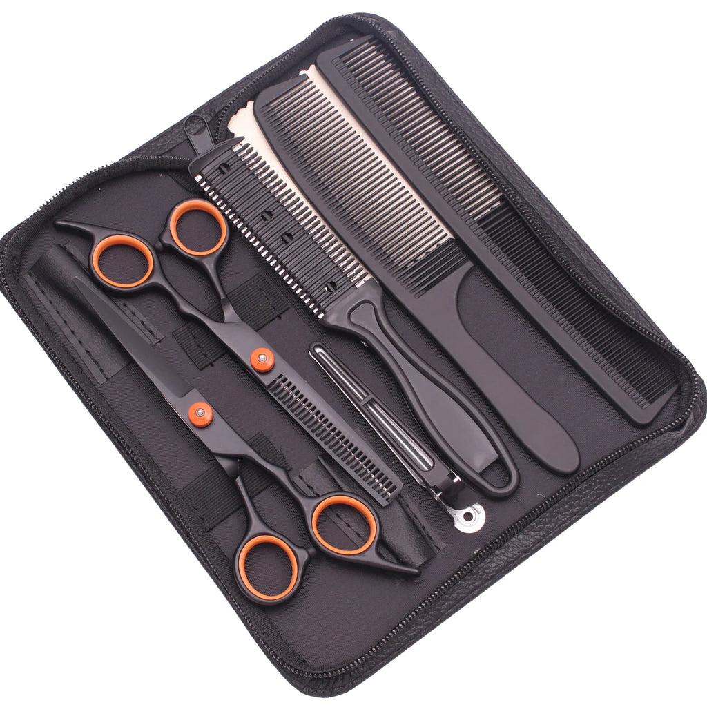 Hairdressing Scissors Black-Gold Hair Scissors Professional 6" JP Stainless Thinning Shears Haircut Scissors Barber Shop C1001