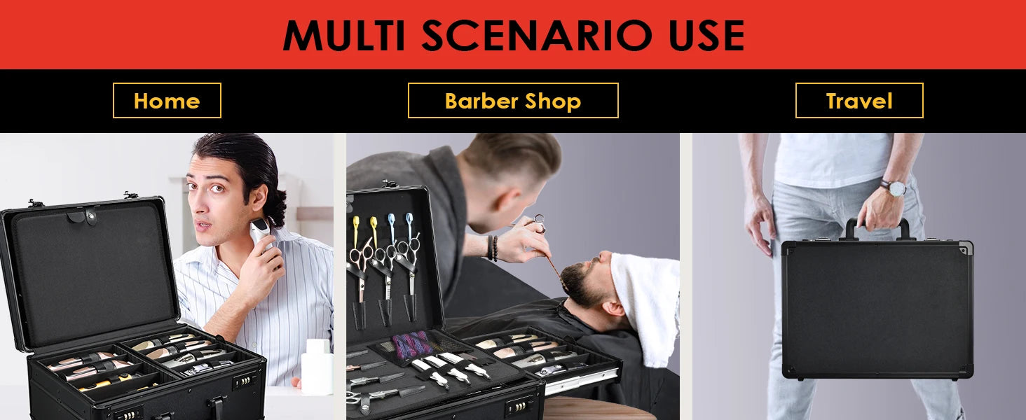 CH Barber Case with Sliding Tray, Professional Barbers Briefcase Tool