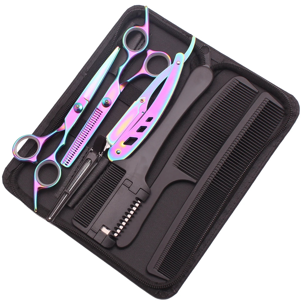 Hairdressing Scissors Black-Gold Hair Scissors Professional 6" JP Stainless Thinning Shears Haircut Scissors Barber Shop C1001