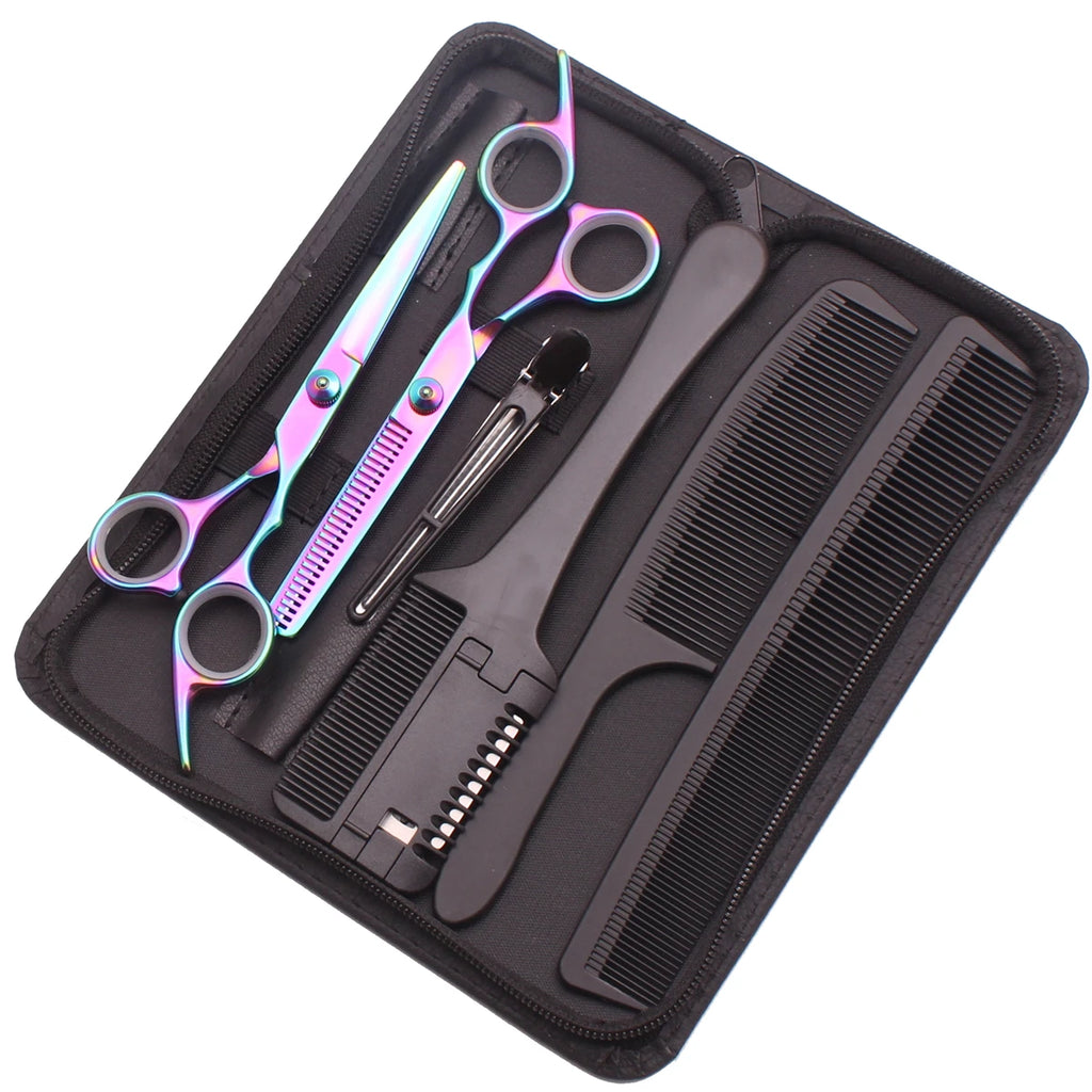 Hairdressing Scissors Black-Gold Hair Scissors Professional 6" JP Stainless Thinning Shears Haircut Scissors Barber Shop C1001