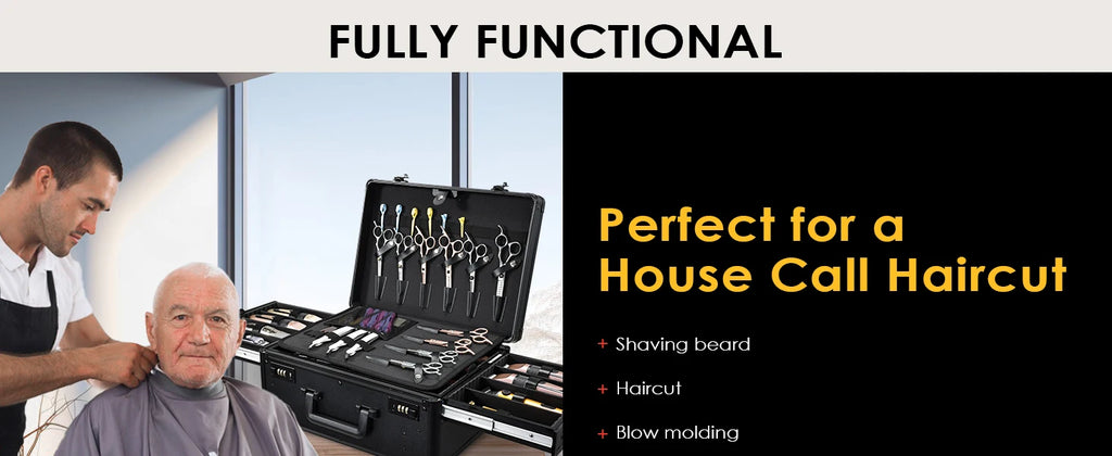 CH Barber Case with Sliding Tray, Professional Barbers Briefcase Tool