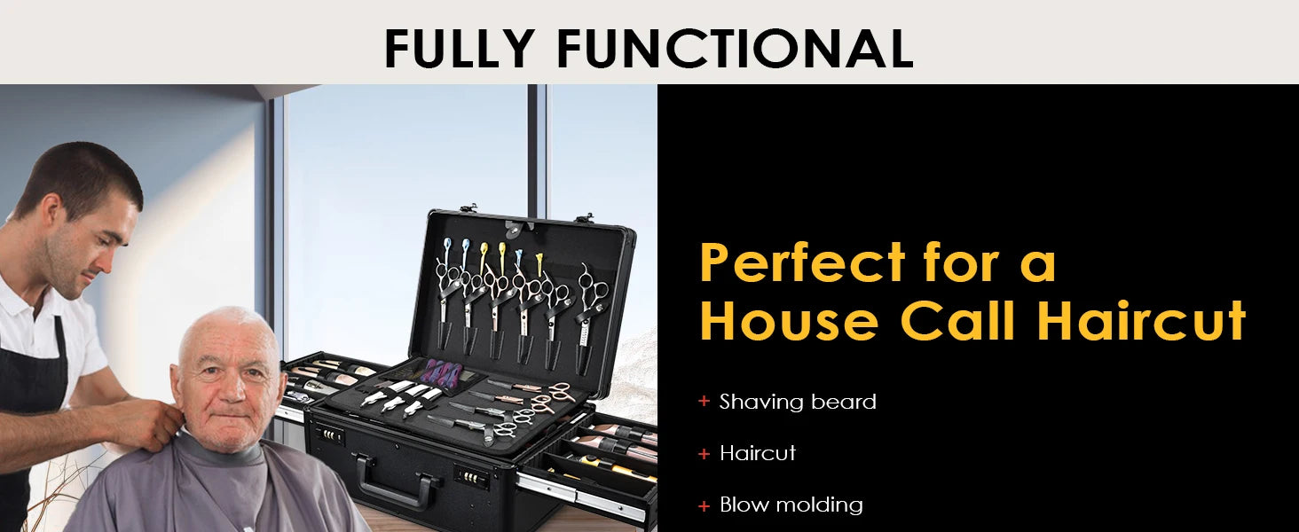 CH Barber Case with Sliding Tray, Professional Barbers Briefcase Tool