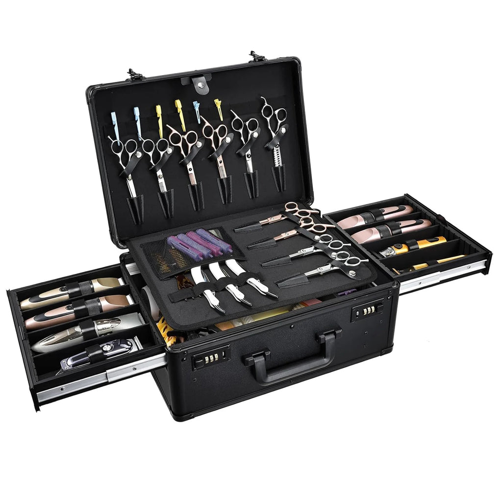 CH Barber Case with Sliding Tray, Professional Barbers Briefcase Tool