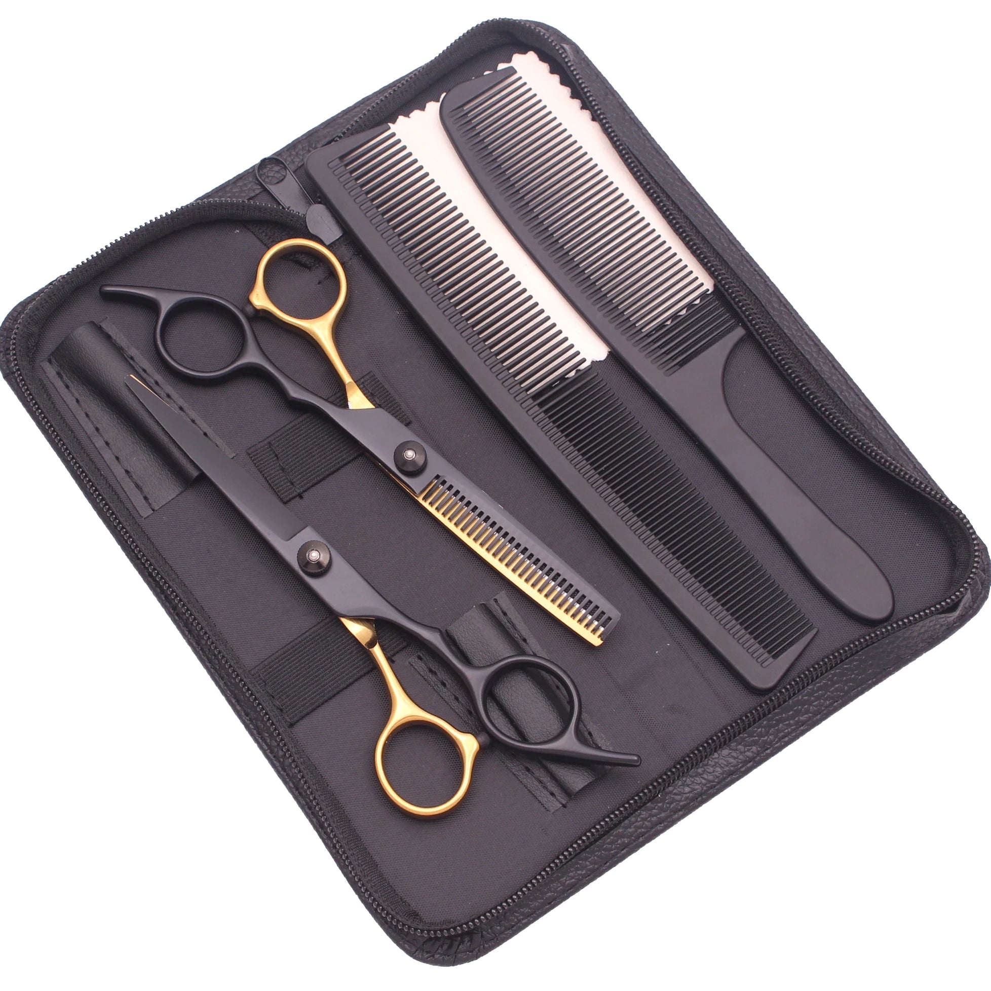 Hairdressing Scissors Black-Gold Hair Scissors Professional 6" JP Stainless Thinning Shears Haircut Scissors Barber Shop C1001