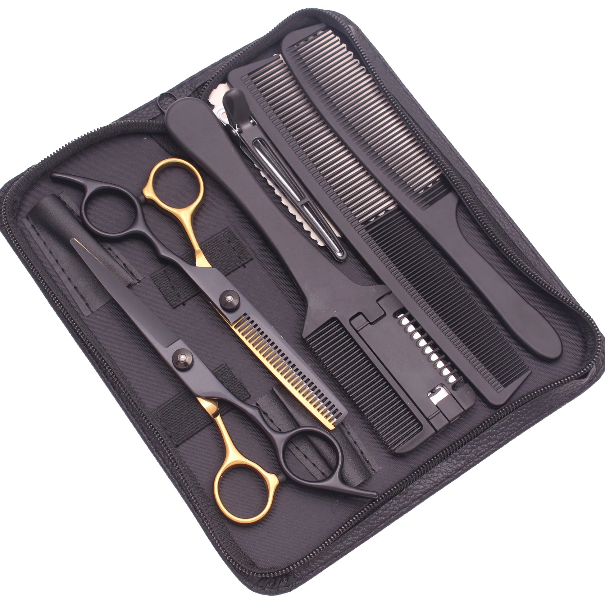 Hairdressing Scissors Black-Gold Hair Scissors Professional 6" JP Stainless Thinning Shears Haircut Scissors Barber Shop C1001